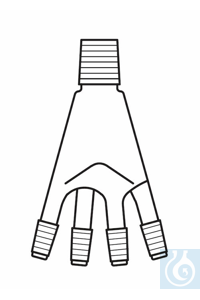 Distributeur pour récepteur de distillation, Bredt, 50 ml, rodage mâle NS 19, 4 x rodage mâle NS 14