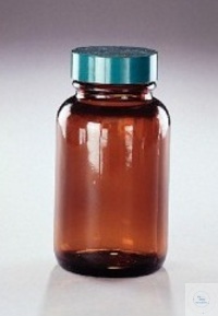 120cc Amber Glass Wide Mouth packer with/38-400 Black Polypropylene Cap & Teflon Disc Attached...