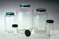 250cc Clear Glass Wide Mouth packer with/58-400 Black Polypropylene Cap & Teflon Disc Attached...