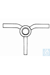 Czakokraan, 120°, benen geplooid, gepolijst zonder PTFE plug, NS 18,8/2,5, aanzet 9 mm,...