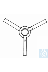 Czakohahn, 120°, Schenkel nicht abgewinkelt mit PTFE-Küken, NS 18,8/2,5, Ansätze 9 mm,...