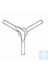 Stopcock acc. to Czako, straight side arms 120° -capillary- with glass plug, NS 14,5/2,5 cap.,...