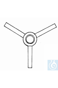 Stopcock acc. to Czako, straight side arms 120° - NS-ground without plug, NS 14,5/2,5, side arms...