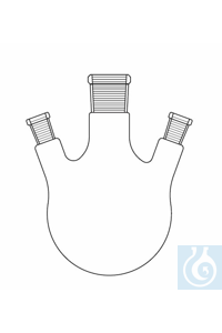 Dreihalskolben mit Kegelschliffhülsen, schräg, Inhalt 2000 ml, Mittelhals NS 24/29, Seitenhälse...