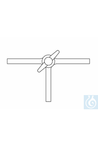 Driewegkraan (T) met PTFE plug, NS 18,8/4, aanzet 10 mm, borosilicaatglas 3.3