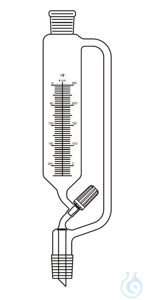 Ampoule à addition cylindrique 25 ml, RN 14/23, vanne pointeau en PTFE, avec tube d'équilibrage,...