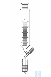Ampoule à addition cylindrique 50 ml, RN 14/23, vanne pointeau en PTFE, sans tube d'équilibrage,...