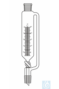 Ampoule à addition cylindrique 1000 ml, RN 29/32 clé en verre, avec tube d'équilibrage, graduée