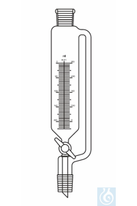 Ampoule à addition cylindrique 100 ml, RN 29/32 clé en PTFE, avec tube d'équilibrage, graduée