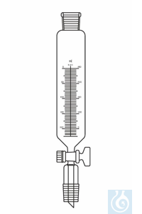 Ampoule à addition cylindrique 25 ml, RN 14/23 clé en verre, sans tube d'équilibrage, graduée