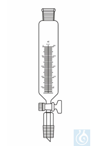 Druppeltrechter 25 ml, NS 14/23 Kraan met glazen plug, zonder drukcompensatie, gegradueerd