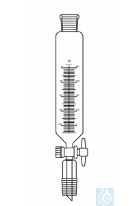 Ampoule à addition cylindrique 250 ml, RN 29/32 clé en PTFE, sans tube d'équilibrage, graduée