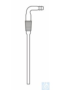 Gas inlet tube, cone NS 14, right-angled hose connection, length from upper rim of cone 250 mm,...