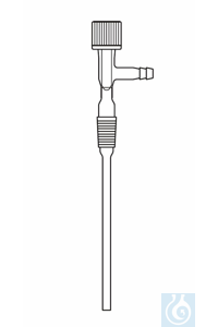 Tube d'admission de gaz, rodage mâle NS 29, vanne à piston, raccord de tuyau perpendiculaire,...