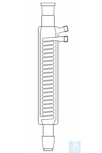 Réfrigérant à serpentin, double enveloppe, avec filetage, pas de vis GL 14, rodage mâle et...