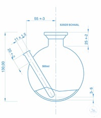 Distillation flask 500 ml with ball joint socket S 35/25 and thermocouple tube diameter 8 inside,...