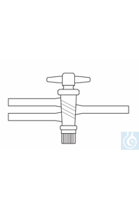 Stopcock double oblique bore - with PTFE-plug, NS 18,8/4, side arms 10 mm, borosilicate glass 3.3