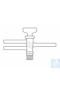 Stopcock double oblique bore - with glass plug, NS 18,8/4, side arms 10 mm, borosilicate glass 3.3