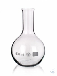 Ballon à fond plat 50 ml avec bord, col étroit verre borosilicate 3.3