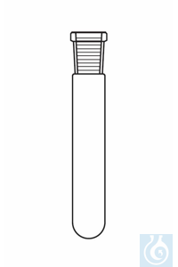 Tube à essai avec rodage femelle NS 14, dia. ext.: 18 mm, L: 180 mm, bouchon PE