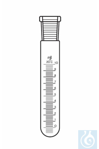 Tube à essai avec rodage femelle NS 14, 20: 0,2 ml, dia. ext.: 17, L: 205 mm, bouchon PE, avec...