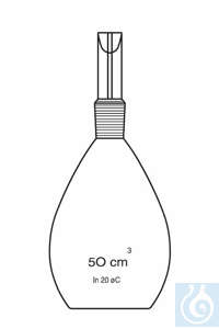 Pycnometer Gay Lussac 50 ml, NS 10, class A, precisely calibrated to contain (TC, In) with NS...