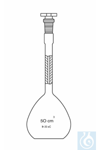 Pycnometer Reisschauer 50 ml, NS 7, class A, precisely calibrated, with standard ground socket NS...