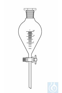 Ampoule à décanter 50 ml, RN 19/26 robinet avec clé en PTFE, graduée, forme conique ISO