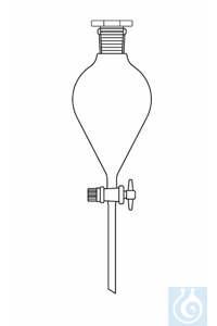 Separating funnel ISO conical 50 ml with PTFE key stopcock NS 12.5/2.5, NS 19 socket and PE...