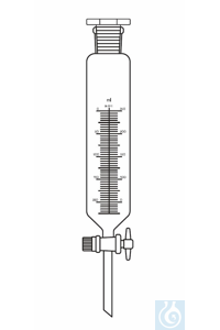 Separating funnel, cylindrical shape, 50 ml, ST 19/26, graduated, PTFE stopcock