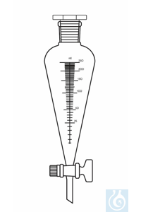 Ampoule à décanter Squibb, 1000 ml, RN 29/32, graduée, robinet avec clé en verre