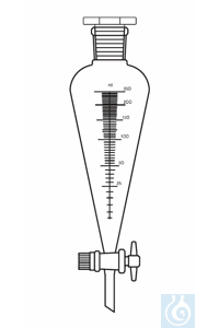 Scheitrechter Squibb, 50 ml NS 19/26, met schaalverdeling, kraan met PTFE plug
