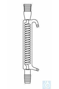 Schlangenkühler L: 160 mm, Kern und Hülse NS 14, Wasseranschluss Olive, Duran Borosilikatglas 3.3