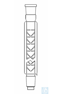 Vigreux kolom ID: 15, L: 200 mm, 2 x NS 14, aangesmolten mantel