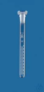 Test tube Boro 3.3 grad. with PP-stopper 10 ml:0,1 ml, NS 12/21, 15 x 165 mm Test tube, Boro 3.3,...
