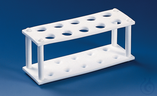Reagenzglasgestell, PTFE, f. 21 Röhr. bis D. 13 mm, 180x60x60 mm