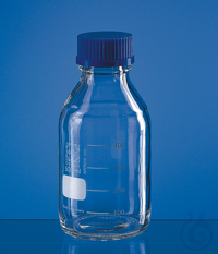Laborflasche, Boro 3.3, mit Teilung 100 ml GL 45 Schraubk., Ausgießring PP