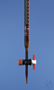 Burette SILBERBRAND straight stopcock 25 ml:0,1 ml amber Boro 5.4 PTFE key