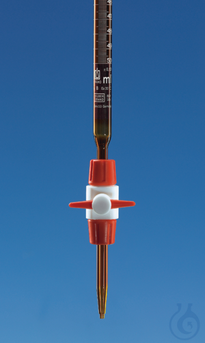 Compact burette PTFE stopcock SB amber, 50 ml:0...