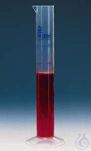 Messzylinder, hohe Form,, 2000 ml:20 ml, PP, blaue Grad. Messzylinder, hohe Form, Klasse B, 2.000...