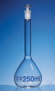 Messkolben, BLAUBRAND, Kl. A, USP, DE-M, 25 ml, Boro 3.3 NS 10/19 Glas-Stopfen Messkolben, USP,...