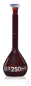 Messkolben BB Kl. A USP DE-M Braunglas, 25 ml, Boro 3.3, NS 10/19, PP-Stopfen Messkolben, USP,...