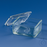 Stain.trough Schiefferdecker with lid f. 10 slides 76 x 26 mm, soda-lime glass Staining trough,...