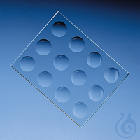 Färbeplatte, Natron-Kalk-Glas, 130x100x 6 mm 12 Vertiefungen D.20-22 mm Färbeplatte,...