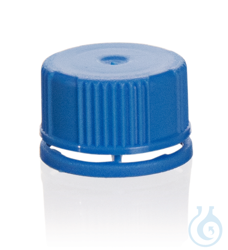 Schraubdeckel mit Verschluss-Sicherung, Silikondichtung, blau, unsteril