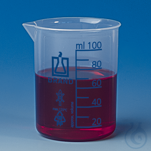 Beaker, low form, PP 10 ml : 2 ml, grad. blue