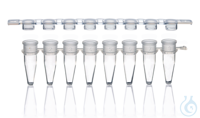 PCR-8er-Strips, PP, farblos mit Deckelstreifen, flach VE=250  PCR 8er / 12er...