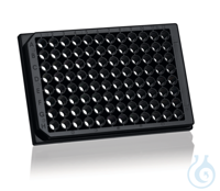 Mikrotiterpl., pureGrade, 96-well, PS, schwarz, transp. F-B., 330 µl, VE=100 Mikrotiterplatte...