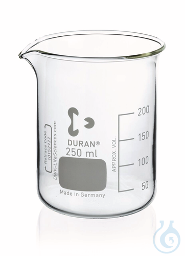 Becher, niedrige Form, Boro 3.3, 800 ml, mit Te...