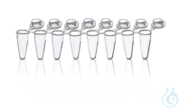 PCR-Gefäße, 8er, anhängender Deckel, 0,15 ml, Low Profile, für qPCR, VE=120 8er-Strips...